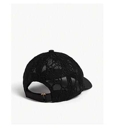 Shop Gucci Gg Embroidered Cotton Lace Baseball Cap In Black