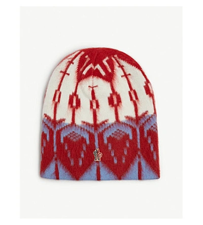 Shop Moncler Genius Jacquard Ski Beanie In White