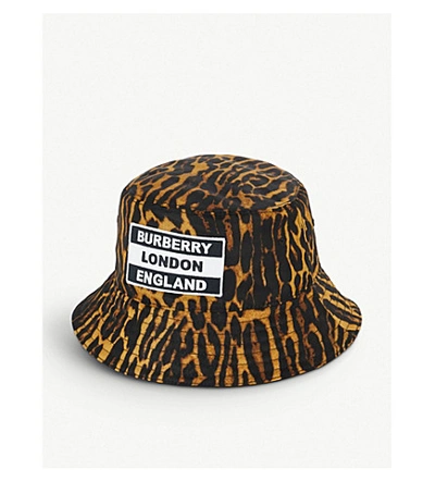 Shop Burberry Reversible Leopard-print Logo Bucket Hat In Leopard Print