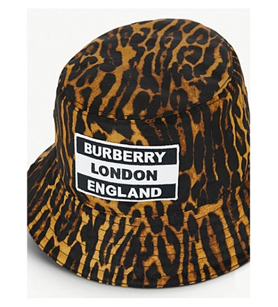 Shop Burberry Reversible Leopard-print Logo Bucket Hat In Leopard Print