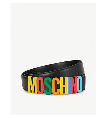 Moschino Rainbow Letter Leather Belt In 