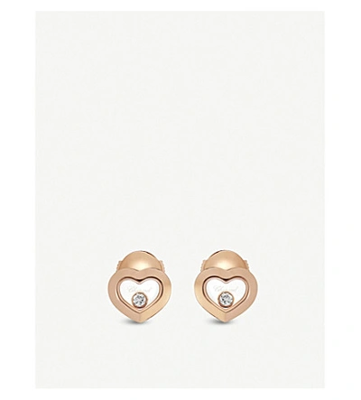 Shop Chopard Happy Diamonds Icons 18ct Rose-gold And Diamond Earrings In Rose Gold