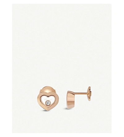 Shop Chopard Happy Diamonds Icons 18ct Rose-gold And Diamond Earrings In Rose Gold