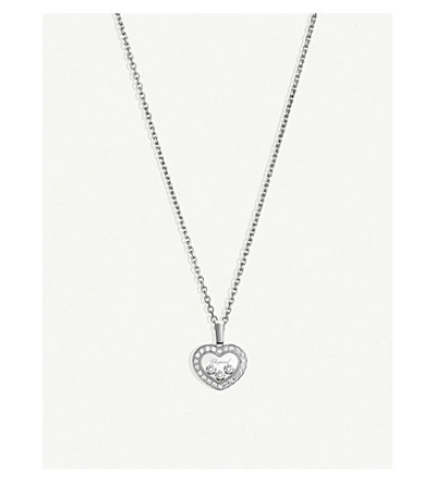 Shop Chopard Happy Diamonds Icons 18ct White-gold And Diamond Pendant In White Gold