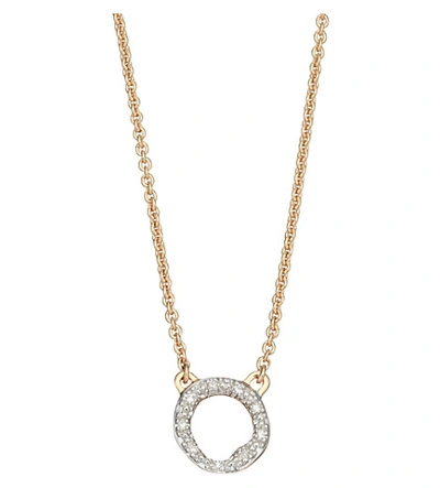 Shop Monica Vinader Riva Mini Circle 18ct Gold-vermeil And Diamond Necklace