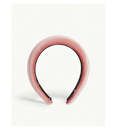 Shop Lele Sadoughi Padded Velvet Headband In Rouge Pink