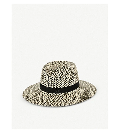 Shop Maison Michel Virginie Straw Fedora Hat In Bicol+straw+multi