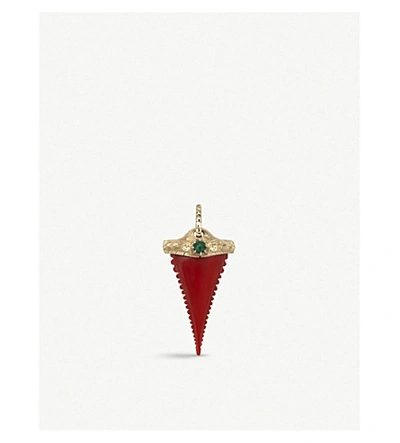 Shop Gucci 18ct Yellow-gold, Coral Resin And Malachite Charm In Yellow Gold