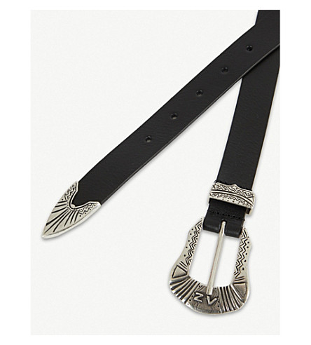 Zadig & Voltaire Alton Buckled Leather Belt In Noir | ModeSens