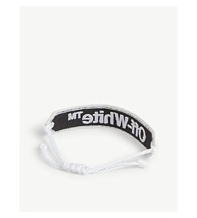 Shop Off-white Logo Macramé Bracelet In Black+white