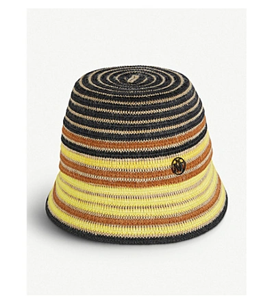 Shop Maison Michel Souna Straw Bucket Hat In Multi+straw+multi