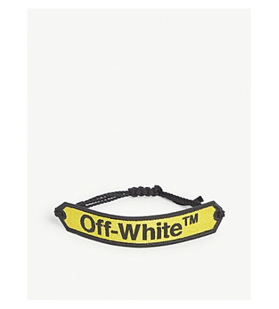 Shop Off-white Logo Macramé Bracelet In Yellow Black