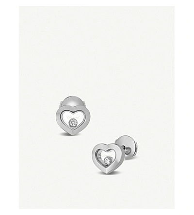 Shop Chopard Happy Diamonds Icons 18ct White-gold And Diamond Earrings In White Gold