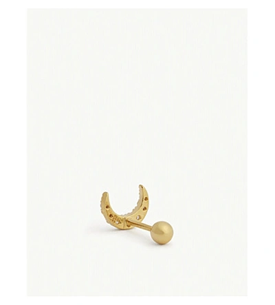 Shop Astrid & Miyu Gem Moon Barbell Earring In Crystal/gold