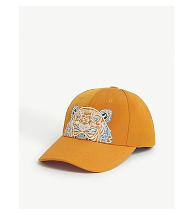 Shop Kenzo Embroidered Tiger Cap In Orange