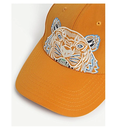 Shop Kenzo Embroidered Tiger Cap In Orange