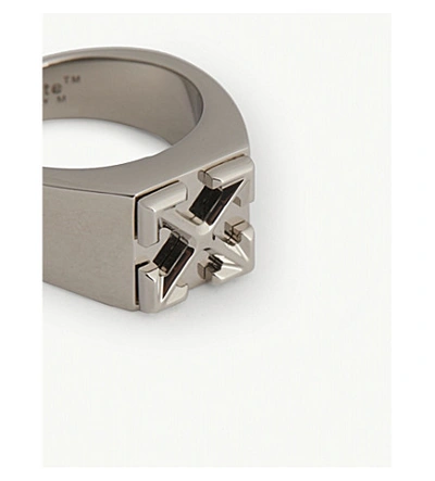 Shop Off-white Arrow Ring In Silver