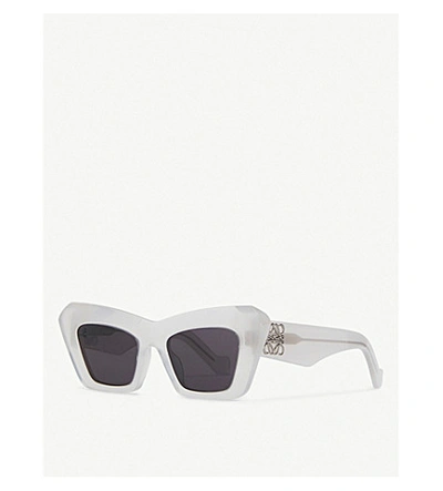 Shop Loewe Lw40036i Cat-eye Acetate Sunglasses In Ice White