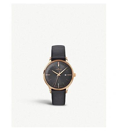 Shop Junghans Women's Black 047/7572.00 Meister Damen Rose Gold-plated And Leather Watch