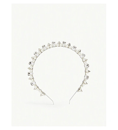 Shop Simone Rocha Faux-pearl And Crystal Embellished Headband In Pearl Silver Clear