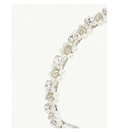 Shop Simone Rocha Faux-pearl And Crystal Embellished Headband In Pearl Silver Clear