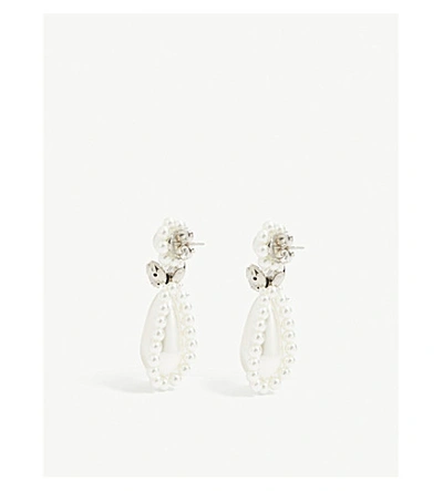 Shop Simone Rocha Flower Drop Earrings In Pearl/clear