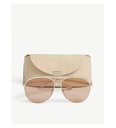 Shop Chloé Aviator Frame Sunglasses In Gold