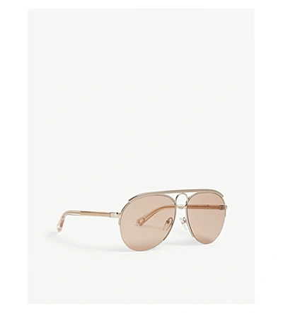 Shop Chloé Aviator Frame Sunglasses In Gold