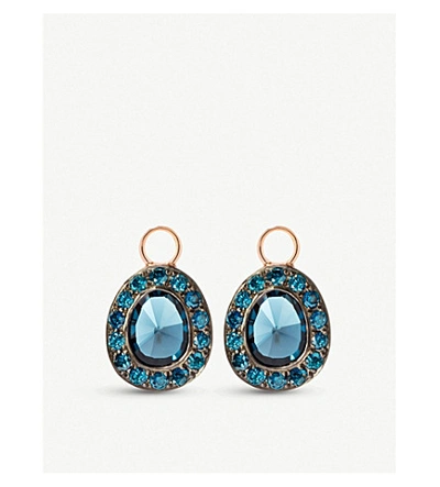 Shop Annoushka Dusty Diamonds 18ct Rose-gold, Blue Topaz And Blue Diamond Earring Drops In Rose Gold