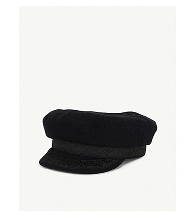 Shop Ann Demeulemeester Fisherman Embroidered Wool-blend Hat In Black