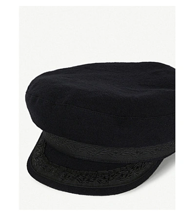 Shop Ann Demeulemeester Fisherman Embroidered Wool-blend Hat In Black