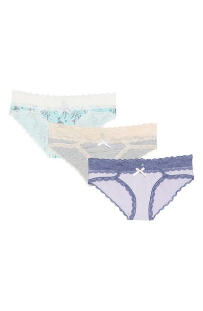 Shop Honeydew Intimates Ahna 3-pack Hipster Panties In Heather Grey Seashell/ Dreamer