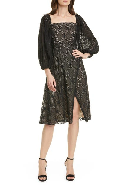 Shop Alice And Olivia Taina Embroidered Dress In Black