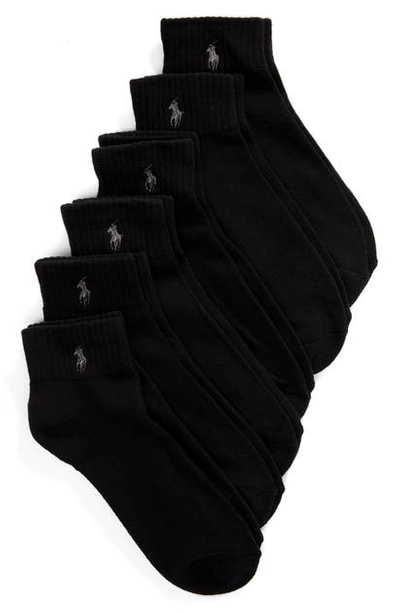 Shop Polo Ralph Lauren Assorted 3-pack Rib Cuff Quarter Socks In Black