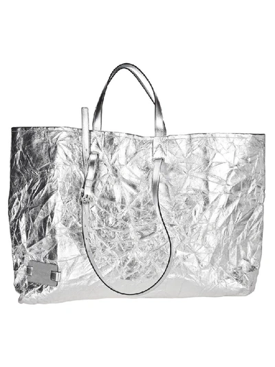 Shop Jw Anderson Crinkle Tote Bag In Silver