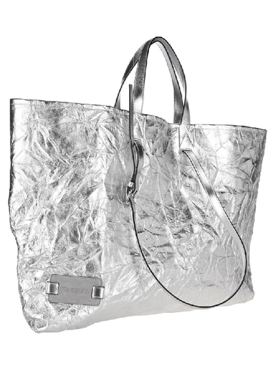 Shop Jw Anderson Crinkle Tote Bag In Silver