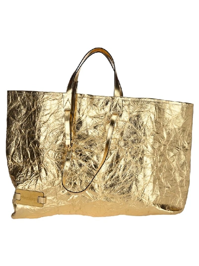 Shop Jw Anderson Crinkle Tote Bag In Gold