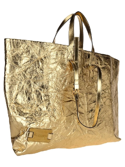 Shop Jw Anderson Crinkle Tote Bag In Gold