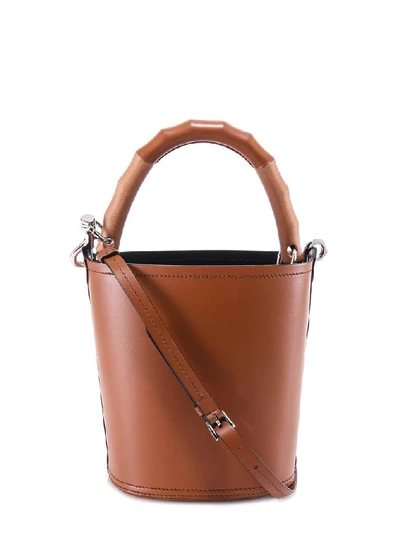 Shop Prada Logo Bucket Bag In Brown