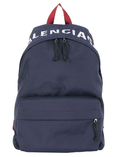 Shop Balenciaga Wheel Logo Backpack In Blue