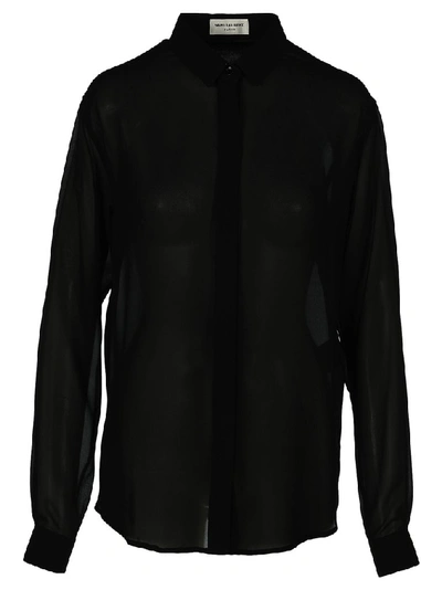 Shop Saint Laurent Sheer Button In Black