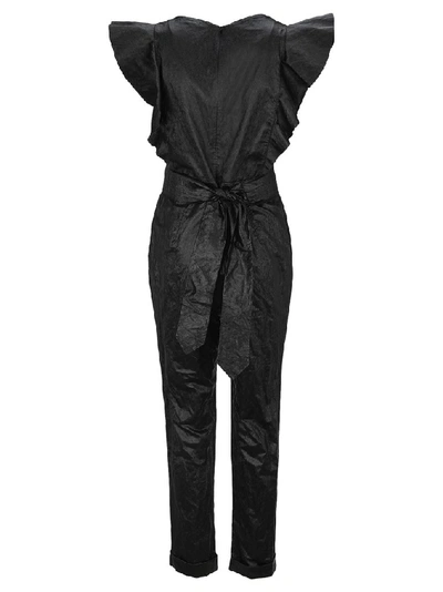 Shop Philosophy Di Lorenzo Serafini Ruffled Plunge Jumpsuit In Black