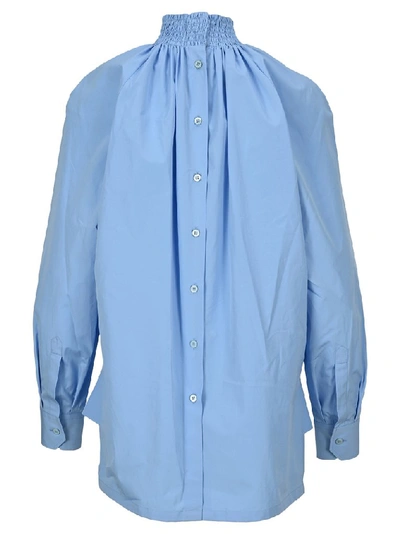 Shop Prada Turtle Neck Blouse In Blue