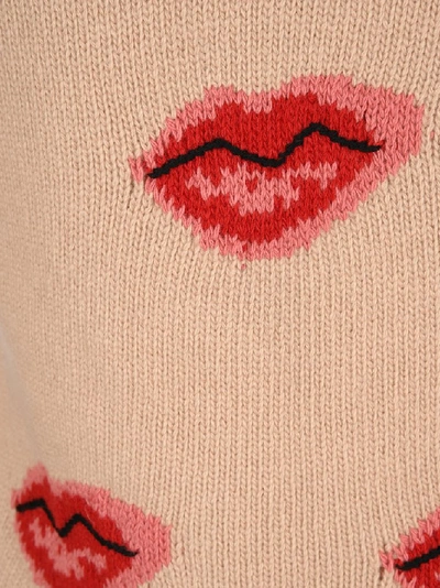 Shop Prada Lips Jacquard Sweater In Beige