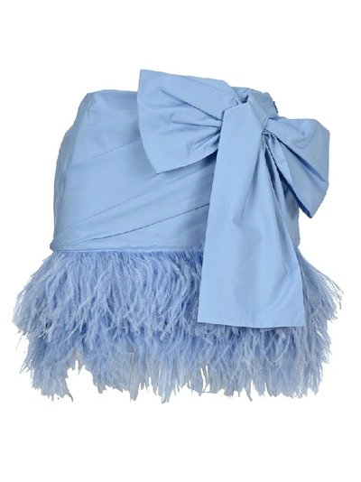 Shop N°21 Feathered Bow Detail Mini Skirt In Blue