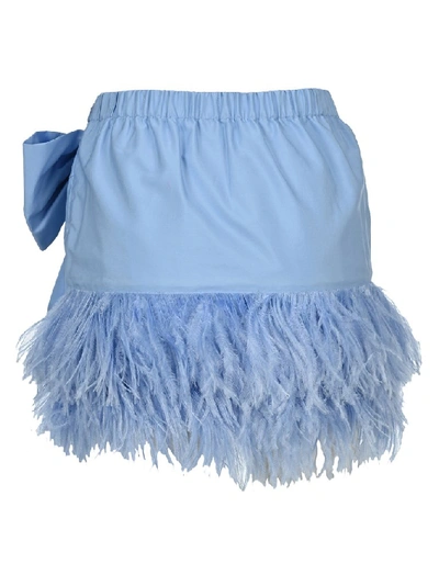 Shop N°21 Feathered Bow Detail Mini Skirt In Blue