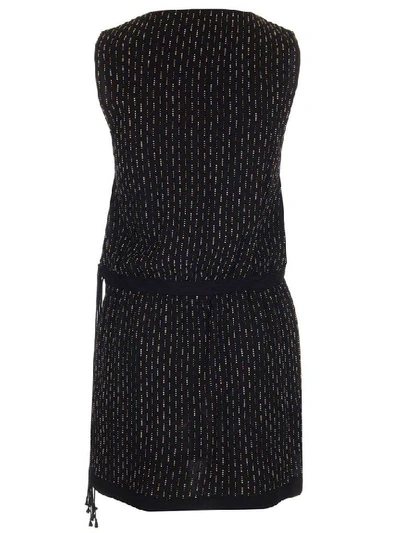 Shop Saint Laurent Studded Pinstripe Mini Dress In Black