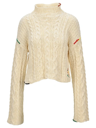 Shop Jw Anderson Logo Embroidered Sweater In White