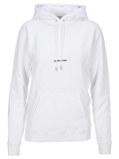 Shop Saint Laurent Logo Embroidered Long In White