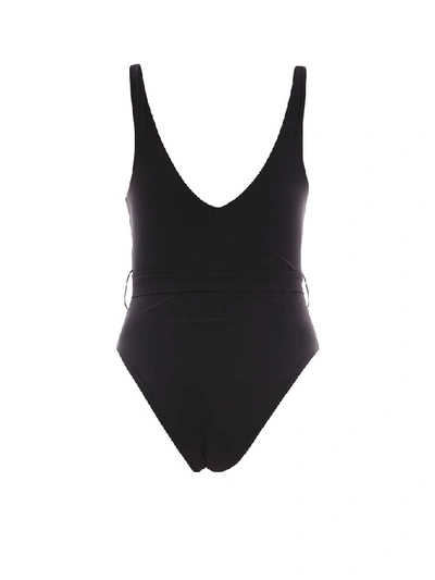 Shop Tory Burch Belted Swimsuit In Black